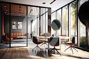 Virtual Workspace 3D Rendering of a Professional Business Meeting Room Ai Generated