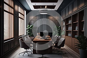 Virtual Workspace 3D Rendering of a Professional Business Meeting Room Ai Generated