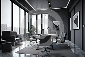 Virtual Workspace 3D Rendering of a Professional Business Meeting Room Ai Generated