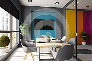 Virtual Workspace 3D Rendering of a Professional Business Meeting Room Ai Generated