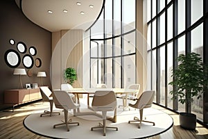 Virtual Workspace 3D Rendering of a Professional Business Meeting Room Ai Generated