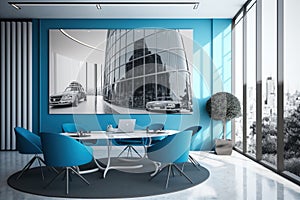 Virtual Workspace 3D Rendering of a Professional Business Meeting Room Ai Generated