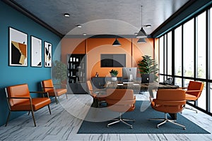 Virtual Workspace 3D Rendering of a Professional Business Meeting Room Ai Generated