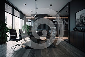 Virtual Workspace 3D Rendering of a Professional Business Meeting Room Ai Generated