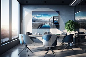 Virtual Workspace 3D Rendering of a Professional Business Meeting Room Ai Generated