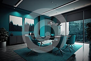 Virtual Workspace 3D Rendering of a Professional Business Meeting Room Ai Generated