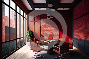 Virtual Workspace 3D Rendering of a Professional Business Meeting Room Ai Generated