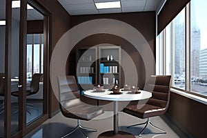 Virtual Workspace 3D Rendering of a Professional Business Meeting Room Ai Generated