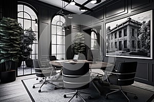 Virtual Workspace 3D Rendering of a Professional Business Meeting Room Ai Generated