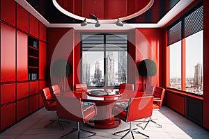 Virtual Workspace 3D Rendering of a Professional Business Meeting Room Ai Generated