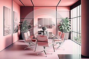 Virtual Workspace 3D Rendering of a Professional Business Meeting Room Ai Generated