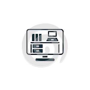 Virtual Workspace icon. Monochrome simple Remote Work icon for templates, web design and infographics
