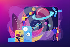 Virtual world development concept vector illustration