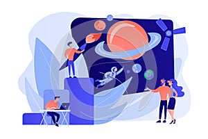 Virtual world development concept vector illustration