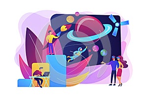 Virtual world development concept vector illustration