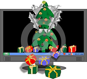 Virtual Xmas tree with gifts