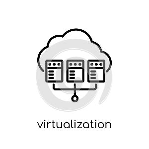 virtualization icon. Trendy modern flat linear vector virtualization icon on white background from thin line Internet Security