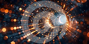 Virtualization Product Background: Abstract Wire Cable Tunnel with Digital Binary Data