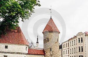 Viru Gate in the old town of Tallinn, Estonia