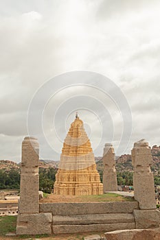 Virupaksha hindu temple Gopuram captured from Hemakuta Hill