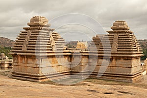 Virupaksha hindu temple Gopuram captured from Hemakuta Hill