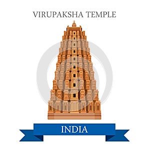 Virupaksha Shiva Temple India vector flat attraction landmarks