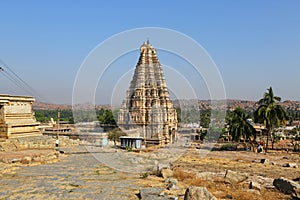Virupaksha temple at blue sky in Hampi, Karnataka