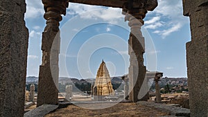 Virupaksha Temple in hampi karnakata india view from a stone