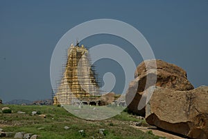 Virupaksha Temple at Hampi, Karnataka,India. Maintenance work in progress