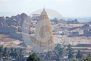 Virupaksha Temple Hampi, Karnataka, India. View from the opposite bank of the river