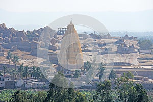 Virupaksha Temple Hampi, Karnataka, India. View from the opposite bank of the river