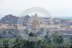 Virupaksha Temple Hampi, Karnataka, India. View from the opposite bank of the river