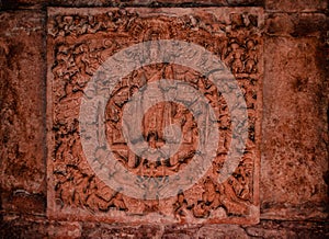 Virupaksha temple Pattadakal interior art on stone roof