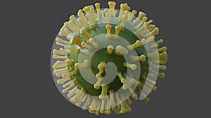 Virus. Abstract green 3d microbe on gray background