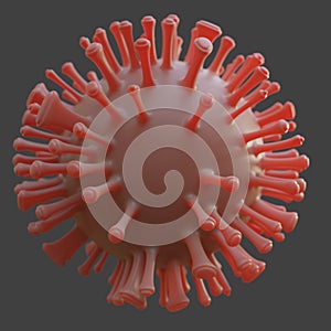 Virus. Abstract red 3d microbe on gray background