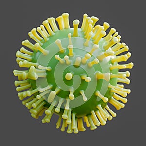 Virus. Abstract red 3d microbe on gray background