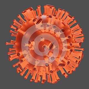 Virus. Abstract red 3d microbe on gray background