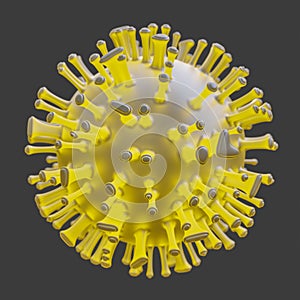 Virus. Abstract red 3d microbe on gray background