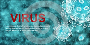 Virus. Abstract vector 3d microbe on blue background