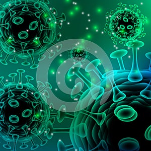 Virus. Abstract vector 3d microbe isolated on black background