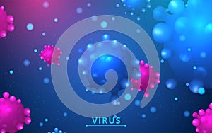 Virus. Abstract vector 3d microbe isolated on blue background