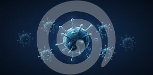 Virus. Abstract vector 3d viral microbe isolated on blue background. Allergy bacteria, medical healthcare, microbiology