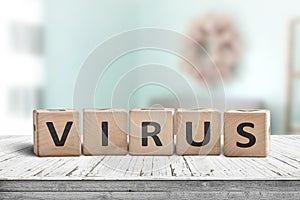Virus alert message on a desk
