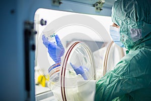 Virus antidote being prepared in a biochem lab