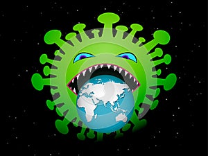 Virus attack and eatting our world, vector art
