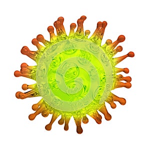 Virus bacteria cell colorful 3D render image isolated on white background. Flu, influenza, sars, coronavirus model illustration.