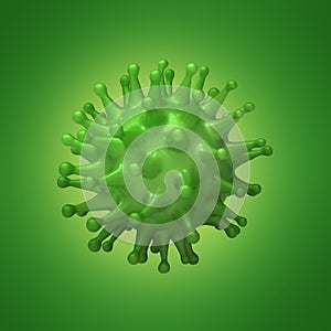 Virus bacteria cell 3D render background image. Flu, influenza, coronavirus model illustration. Covid-19 banner