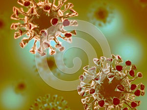 Virus bacteria cells background. Microscopic view of a infectious virus