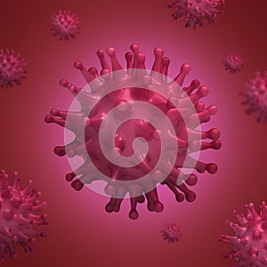 Virus bacteria cells 3D render background image. Flu, influenza, coronavirus model illustration. Covid-19 banner