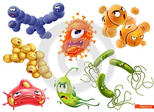 Virus, bacteria. 3d vector icon set photo